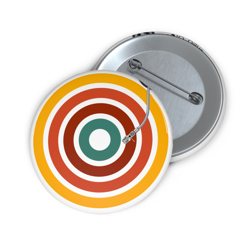 Retro Vinyl Record Pin Button – Vintage Turntable Badge
