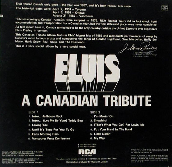 Elvis Presley – A Canadian Tribute Yellow Vinyl
