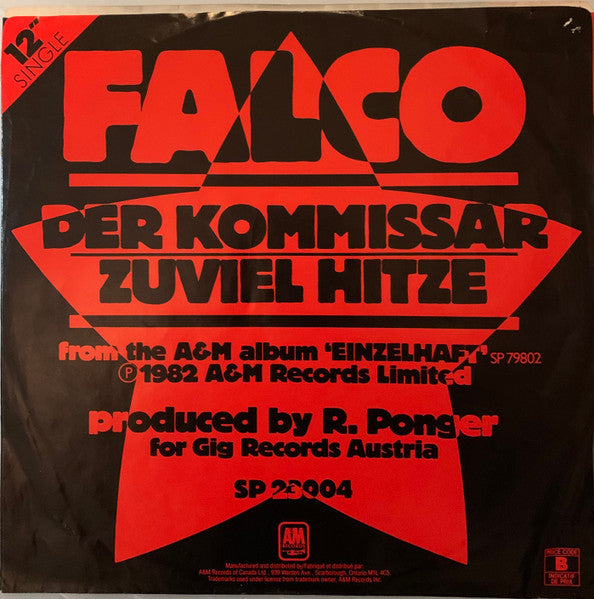 Falco – Der Kommissar / Zuviel Hitze 12" single