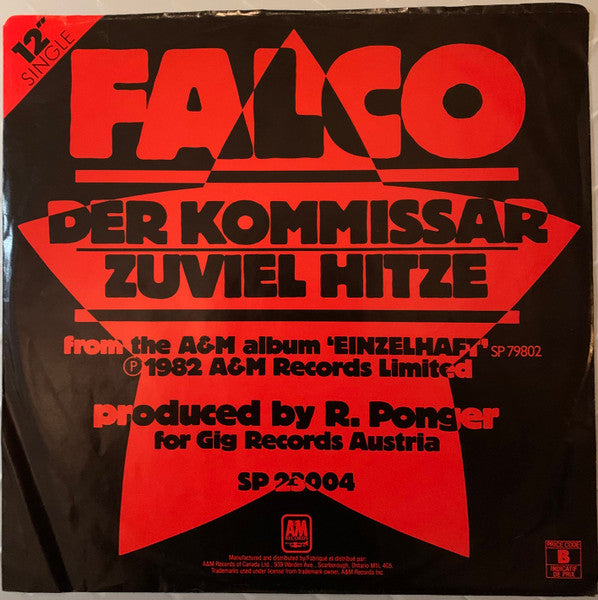 Falco – Der Kommissar / Zuviel Hitze 12" single
